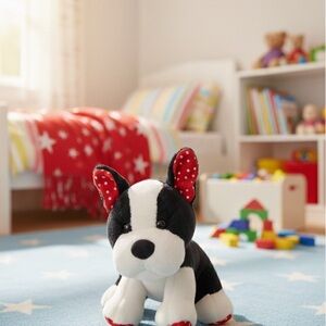 Cute Plush Dog with hearts 9 by 8"